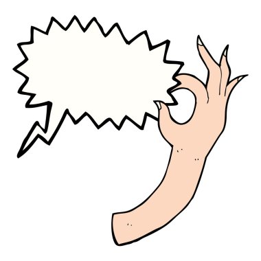 Konuşma baloncuklu çizgi el sembolü