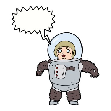 Konuşma baloncuğu olan çizgi film uzay adamı