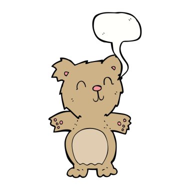 Konuşma baloncuklu sevimli oyuncak ayı.