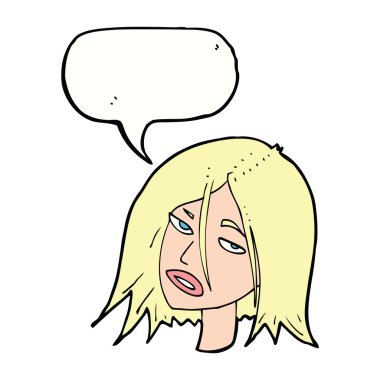 karikatür rahatsız kadınla konuşma balonu