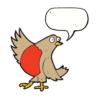 Konuşma baloncuğuyla dans eden robin.