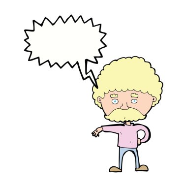 çizgi film adam konuşma balonu ile kamp jest yapma bıyıklı