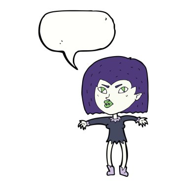 Konuşma baloncuğu olan vampir kız.