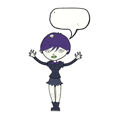 Konuşma baloncuğu olan vampir kız.