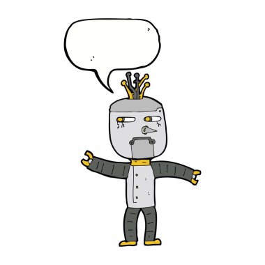 Konuşma baloncuklu çizgi film robotu