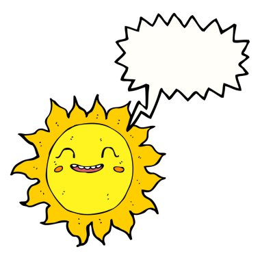 çizgi film mutlu güneş konuşma baloncuğu ile