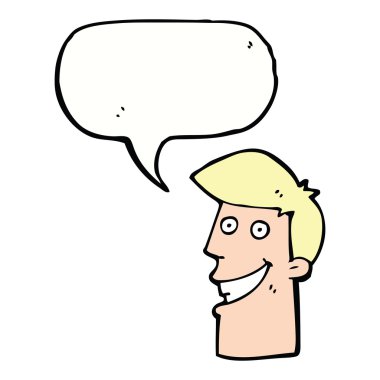 Çizgi filmdeki sırıtan adam konuşma balonuyla