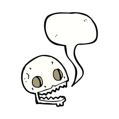 Konuşma baloncuklu garip kafatası