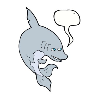komik karikatür köpekbalığı ile konuşma balonu