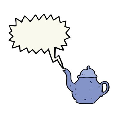 Konuşma baloncuklu çizgi film çaydanlığı