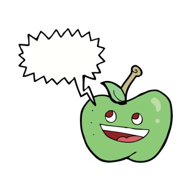 karikatür apple ile konuşma balonu