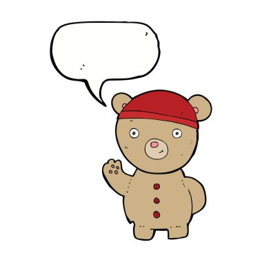 Konuşma baloncuklu çizgi film ayısı