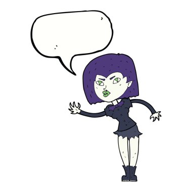 Konuşma baloncuğu olan vampir kız.