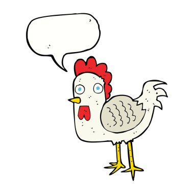 Konuşma balonlu çizgi film tavuğu.