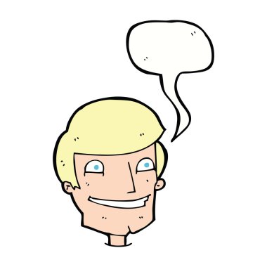 Çizgi filmdeki sırıtan adam konuşma balonuyla