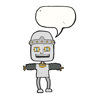 Konuşma baloncuklu çizgi film robotu