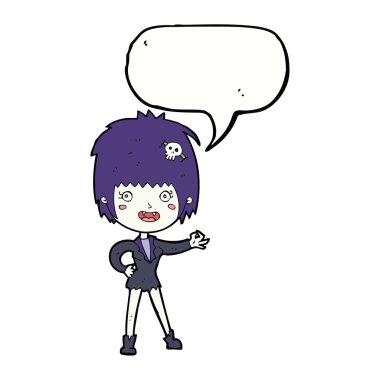 Konuşma baloncuğu olan vampir kız.