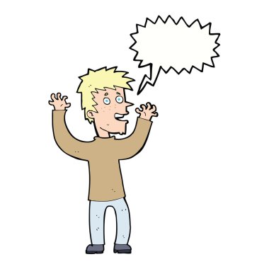 çizgi film heyecanlı adam konuşma baloncuğu ile