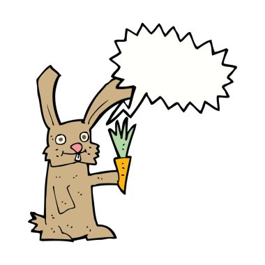 karikatür tavşan havuç ile konuşma balonu ile