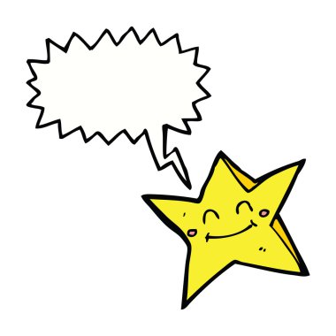 Konuşma balonlu mutlu yıldız karakteri