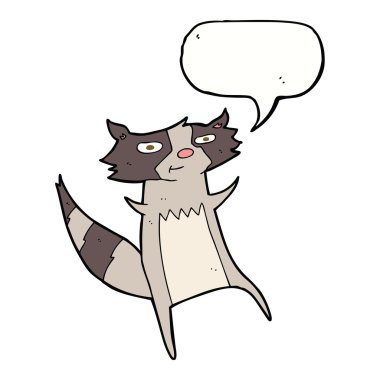 Konuşma balonlu çizgi film rakunu.