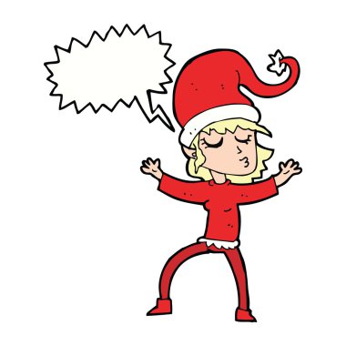 Noel Baba'nın Yardımcısı karikatür konuşma balonu ile