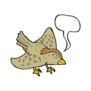 Konuşma baloncuklu çizgi film kuşu.