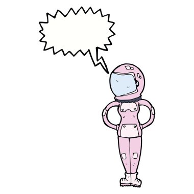 Konuşma balonu olan kadın astronot.