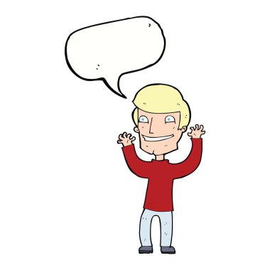 çizgi film heyecanlı adam konuşma baloncuğu ile