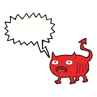 Konuşma balonlu küçük şeytan.