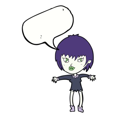 Konuşma baloncuğu olan vampir kız.