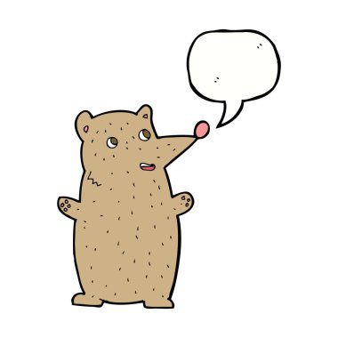 Konuşma baloncuklu komik çizgi film ayısı