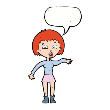 Karikatür, konuşma balonlu kadını şaşırttı.