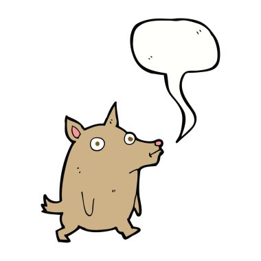 Konuşma balonlu komik küçük köpek.