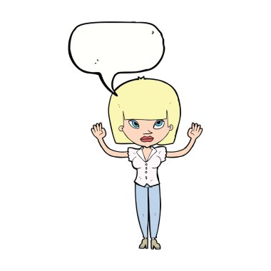 konuşma balonu kaldırdı elleriyle kadınla çizgi film