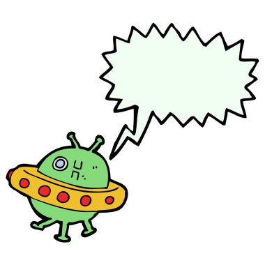 Konuşma baloncuklu UFO çizgi filmi