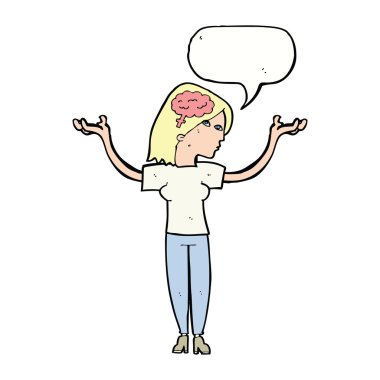 karikatür akıllı kadın ile konuşma balonu