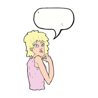 Karikatür, konuşma balonlu kadını şaşırttı.