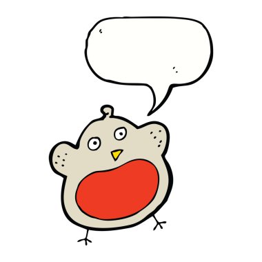 Komik karikatür noel robin konuşma balonu ile