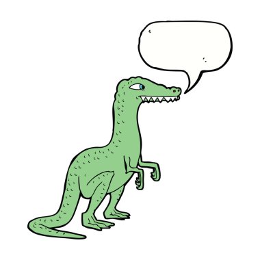 Konuşma baloncuklu karikatür dinozor