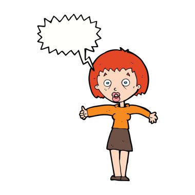 Karikatür, konuşma baloncuğu olan kadını şaşırttı.