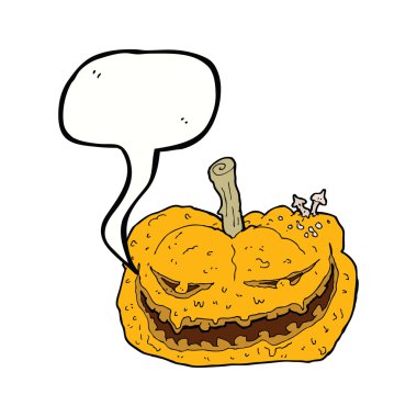 Konuşma baloncuklu Cadılar Bayramı balkabağı çizgi filmi