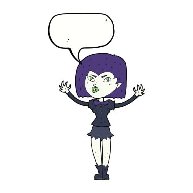 Konuşma baloncuğu olan vampir kız.