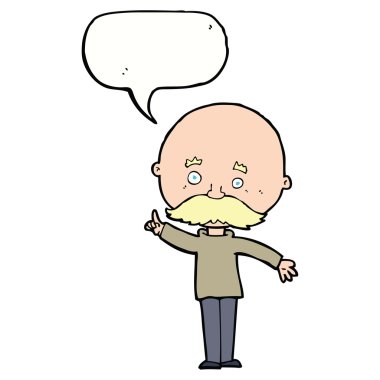 Konuşma baloncuğu fikri olan kel bir adam.