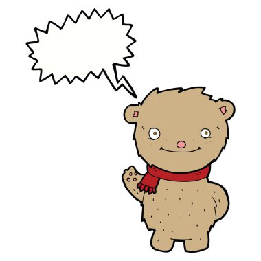 Konuşma baloncuklu çizgi film ayısı