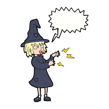 Konuşma baloncuğu ile çizgi cadı döküm büyü