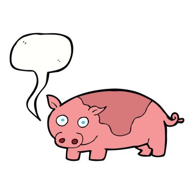 Konuşma balonlu çizgi film domuzu.