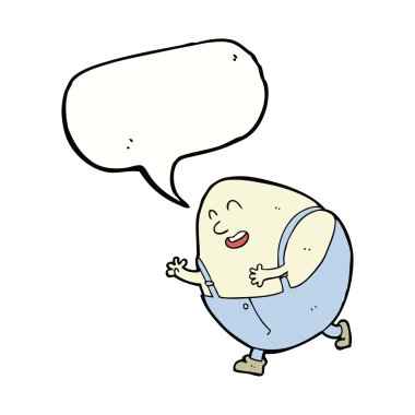 çizgi film Humpty Dumpty Yumurta karakteri konuşma balonu ile