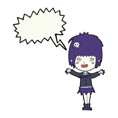 çizgi film mutlu vampir kız konuşma balonu ile