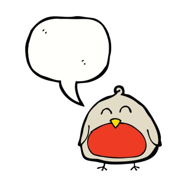 Komik karikatür noel robin konuşma balonu ile